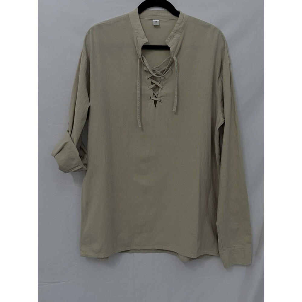 Fancy Fun Tunic Women’s Gothic Medieval Shirt  100% Cotton Beige Color Large